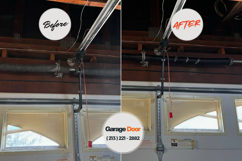 Before and after: garage door repair Bridgehampton, NY